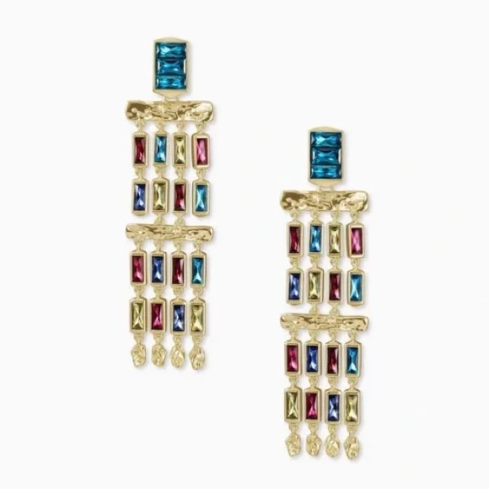 Kendra Scott Jack Gold Statement Earrings in Multi Crystal